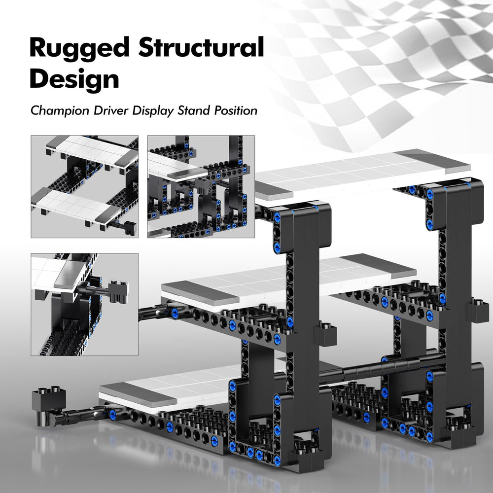 FCEYOUT Lego Speed Champions 3-layer stand assembled view reveals multi-level presentation for your kits