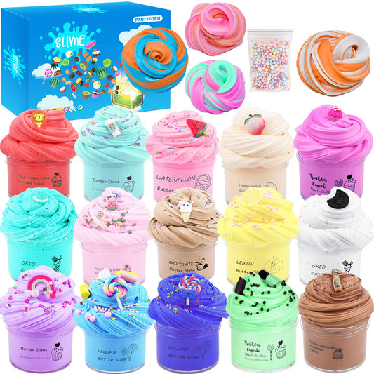 Fcieoihr 15-pack butter slime kit packaging for organized, creative play