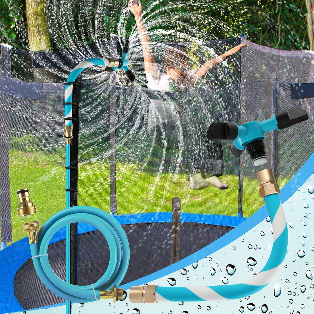 FCLLD trampoline sprinkler angled nozzles spray wide area for kids' play
