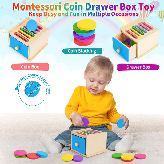 FCSONU colorful coins in drawer aid color sorting and recognition.
