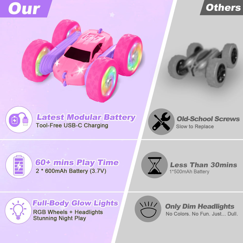 FDCTR LED headlights and wheel lights for exciting night play.