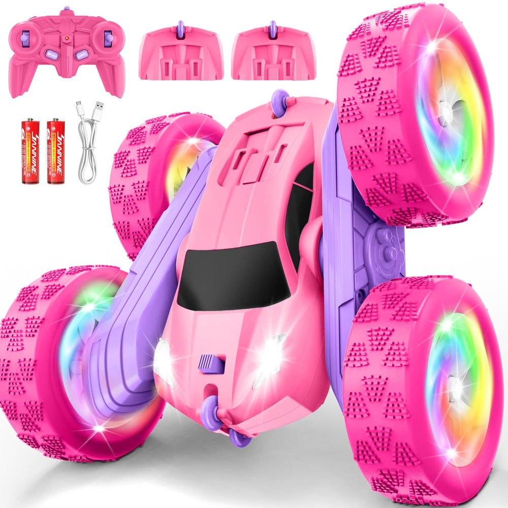 FDCTR remote control car in pink-purple, front view showing vibrant design and kid-friendly appeal.