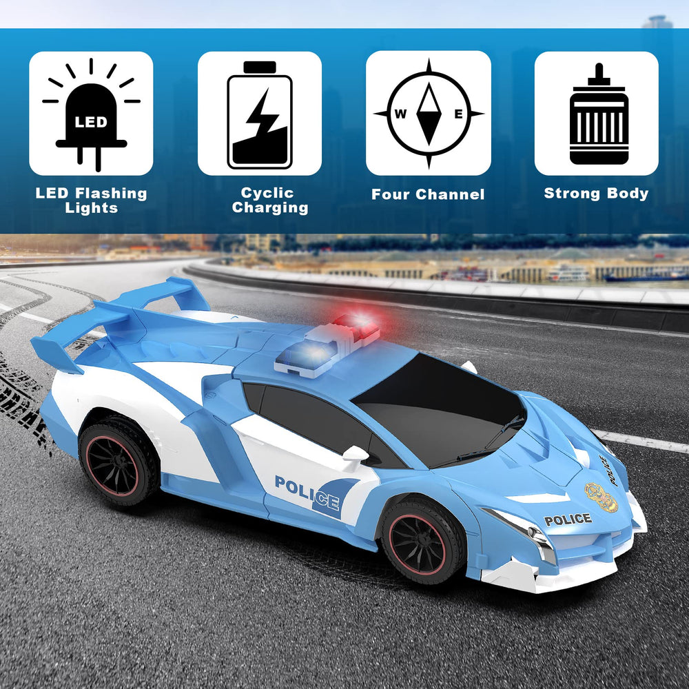 FDJ transforming police car in action during drift play