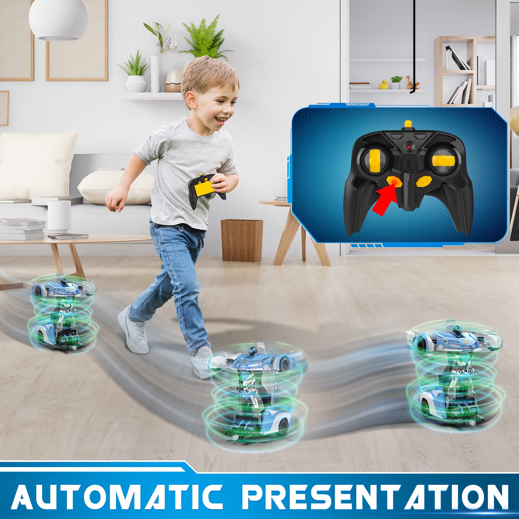 FDJ transforming police car remote control for precise operation