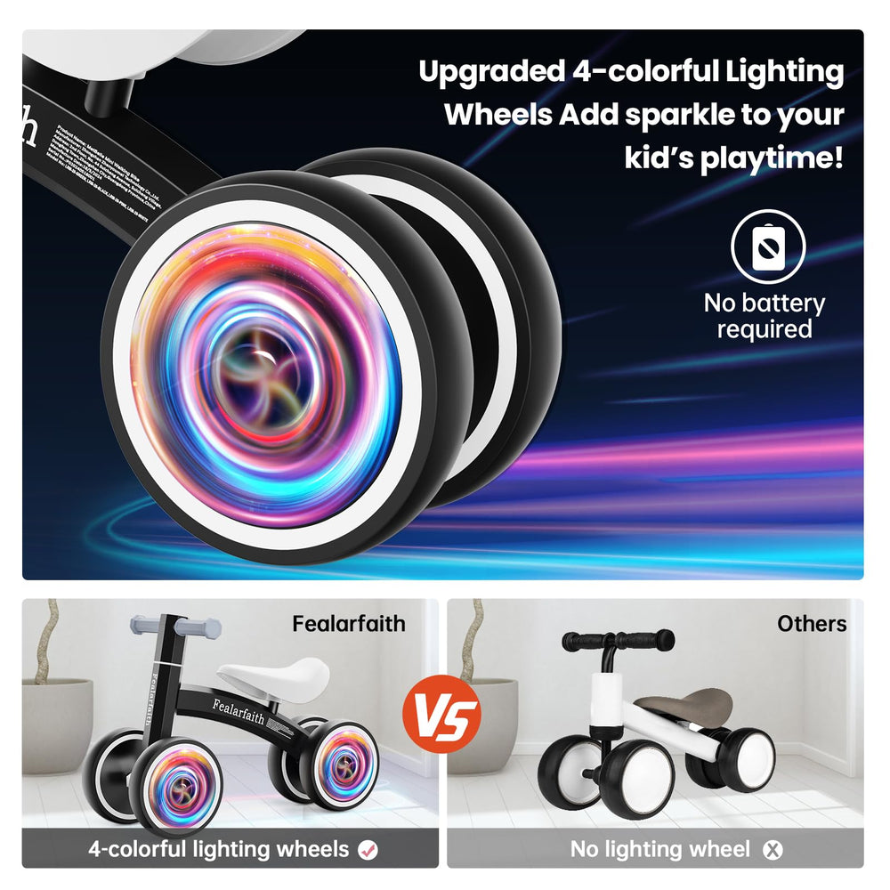 Fealarfaith balance bike uses carbon steel frame for durability.