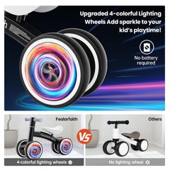 Fealarfaith balance bike uses carbon steel frame for durability.