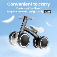 Fealarfaith balance bike features enclosed wheels for safe little feet.