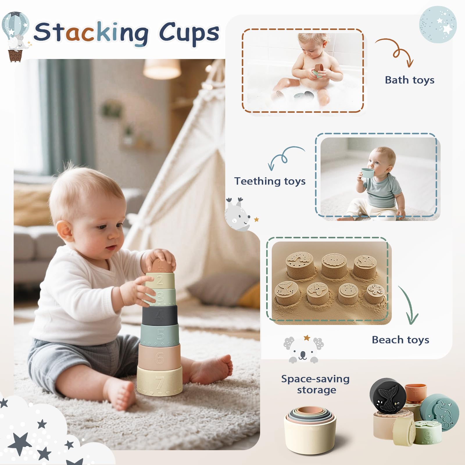 FEBALHS pull string toy promoting grasping and travel fun.