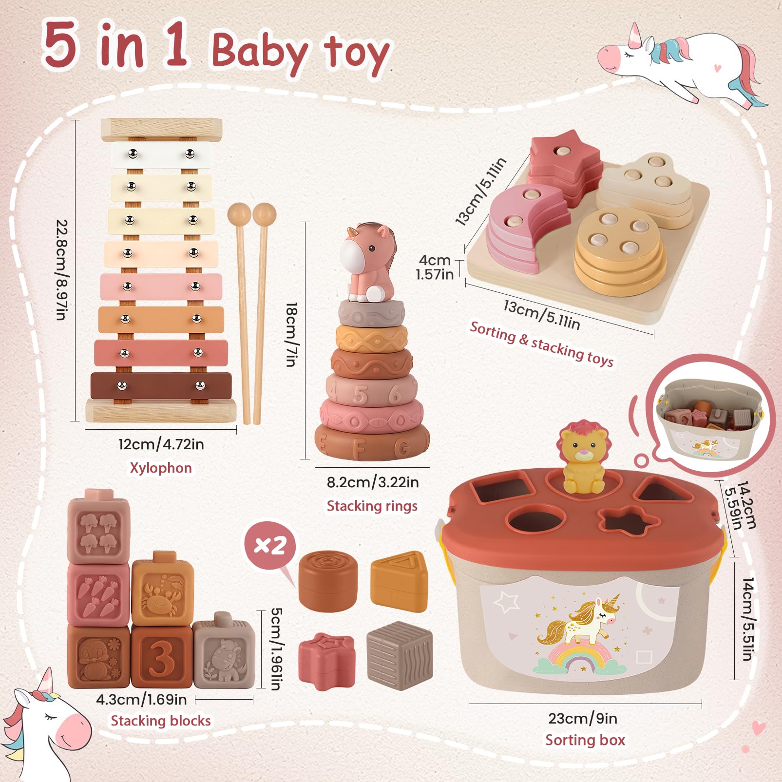 FEBALHS shape sorter bucket aids color and shape recognition on the go