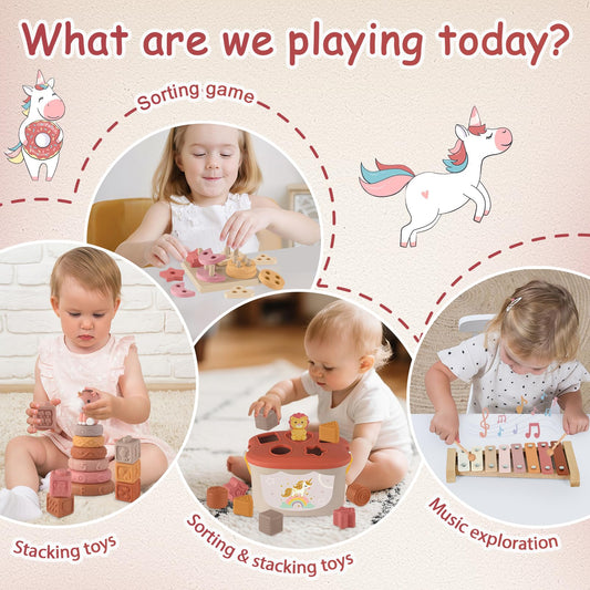 FEBALHS silicone baby blocks enhance grasping and color learning