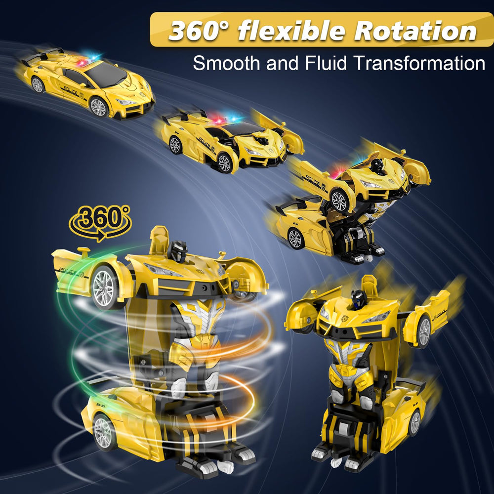 Febyhim transformation button enables quick car-to-robot switch during play.