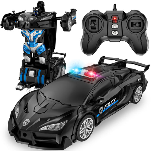 Febyhim transforming RC car in robot mode, enabling immersive play and easy mode transitions.