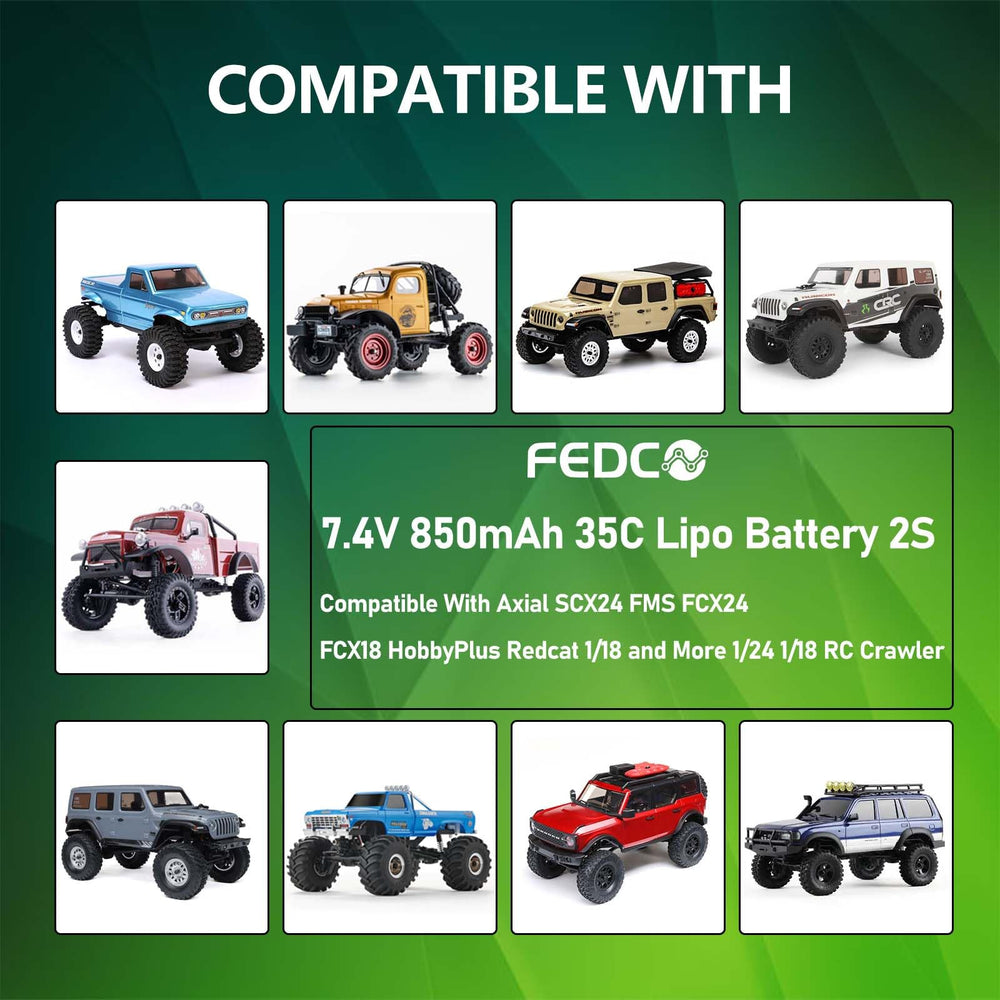 FEDCO connectors image shows JST, MJ, PH2.0, MX2.0 compatibility for versatile builds