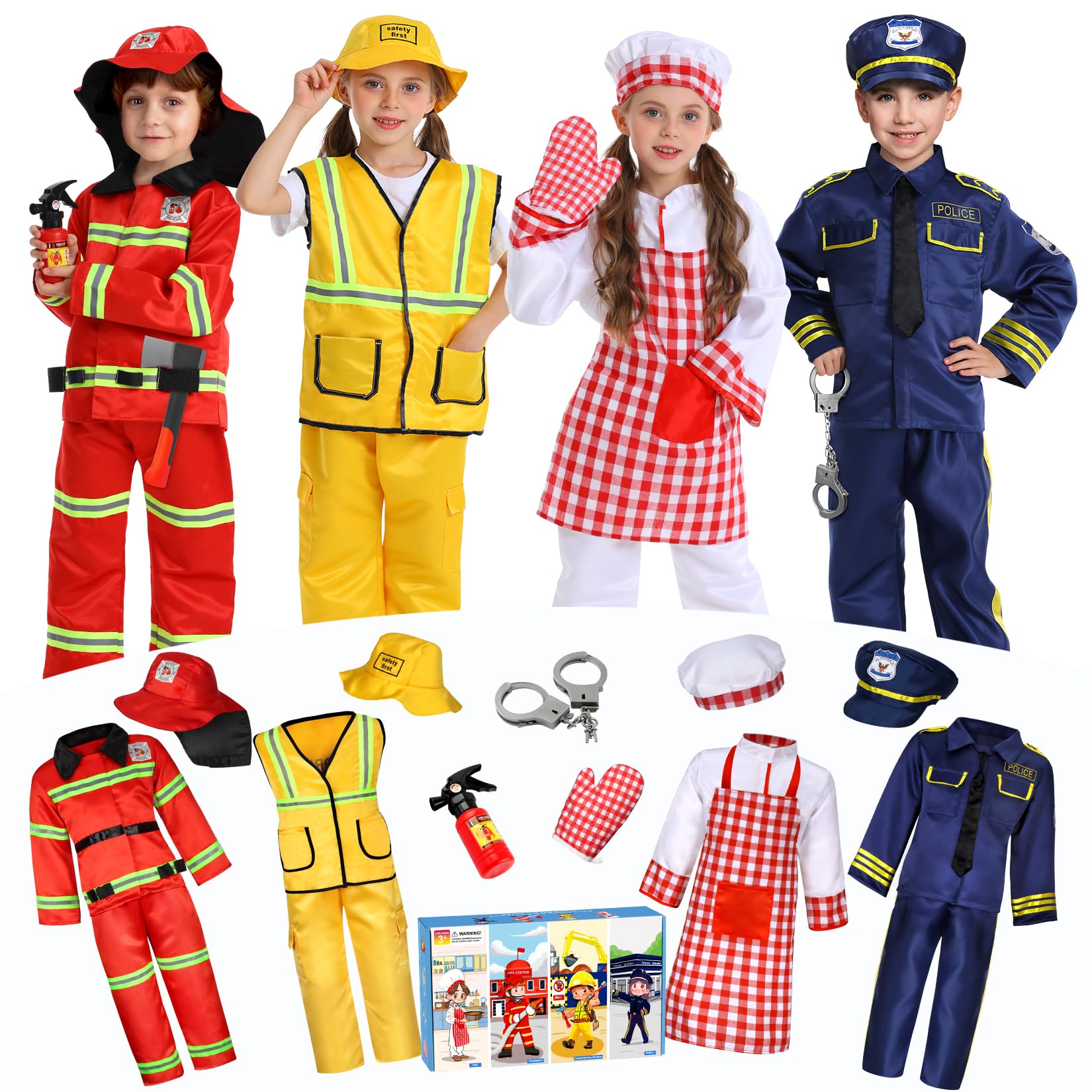 Fedio 14Pcs Toddler Dress Up Set police costume top for creative play and social skills