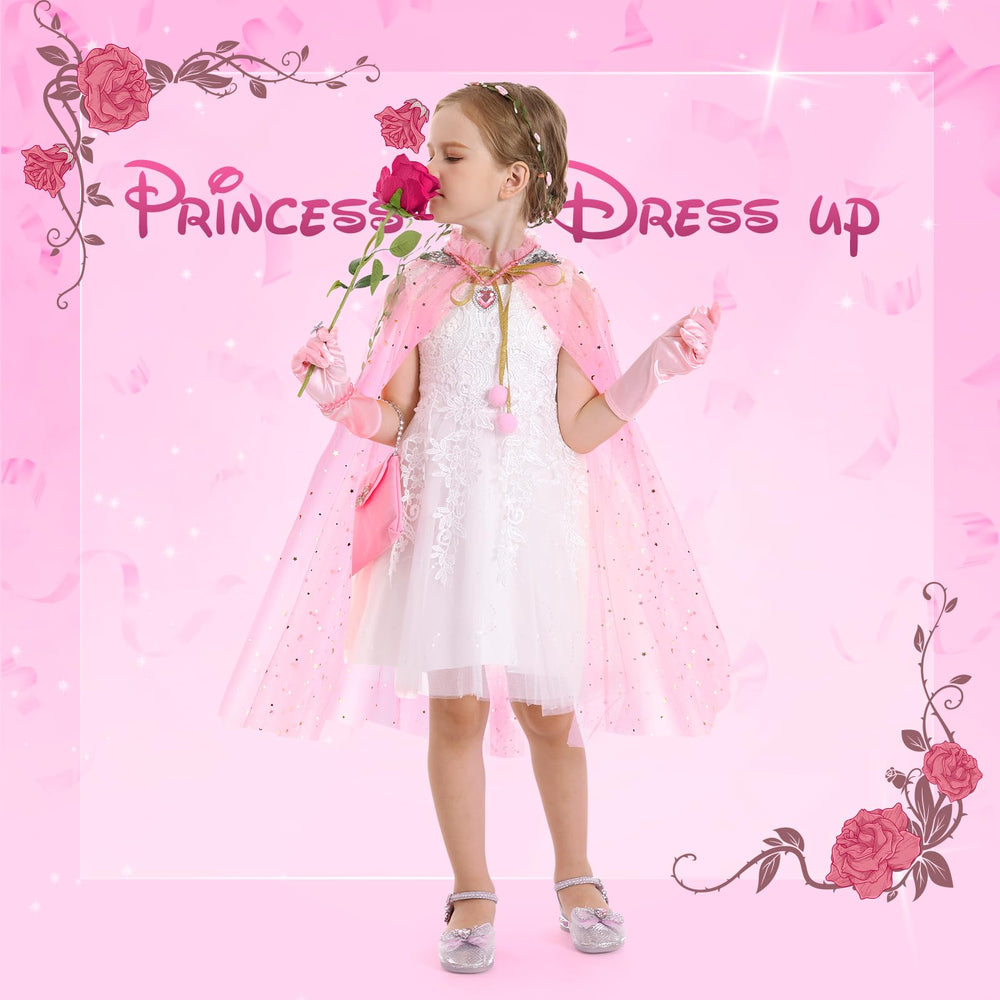 Fedio princess cape close-up showing soft mesh fabric and sparkly sequins.