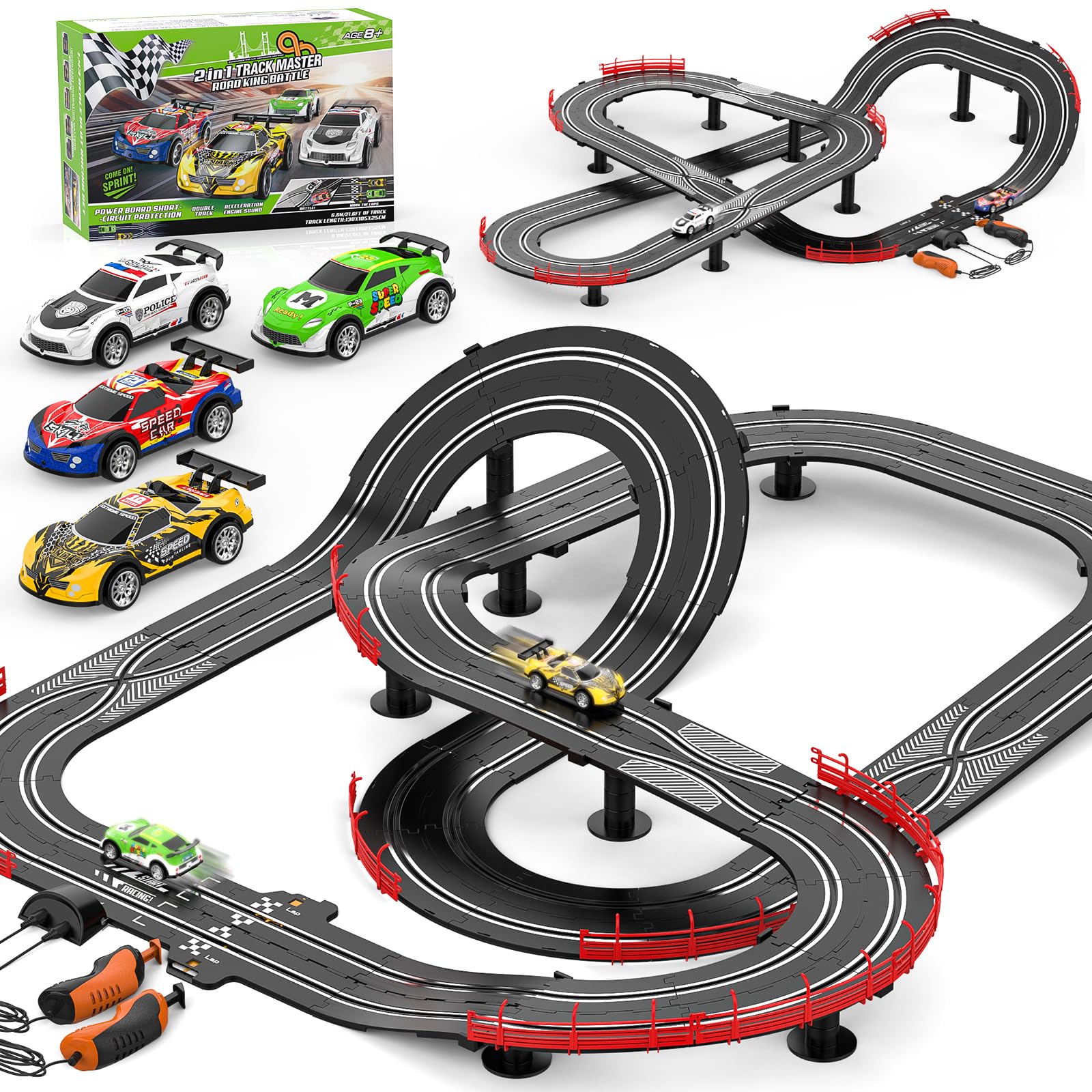Fedonak 2-in-1 slot car track circular track for immersive racing action.