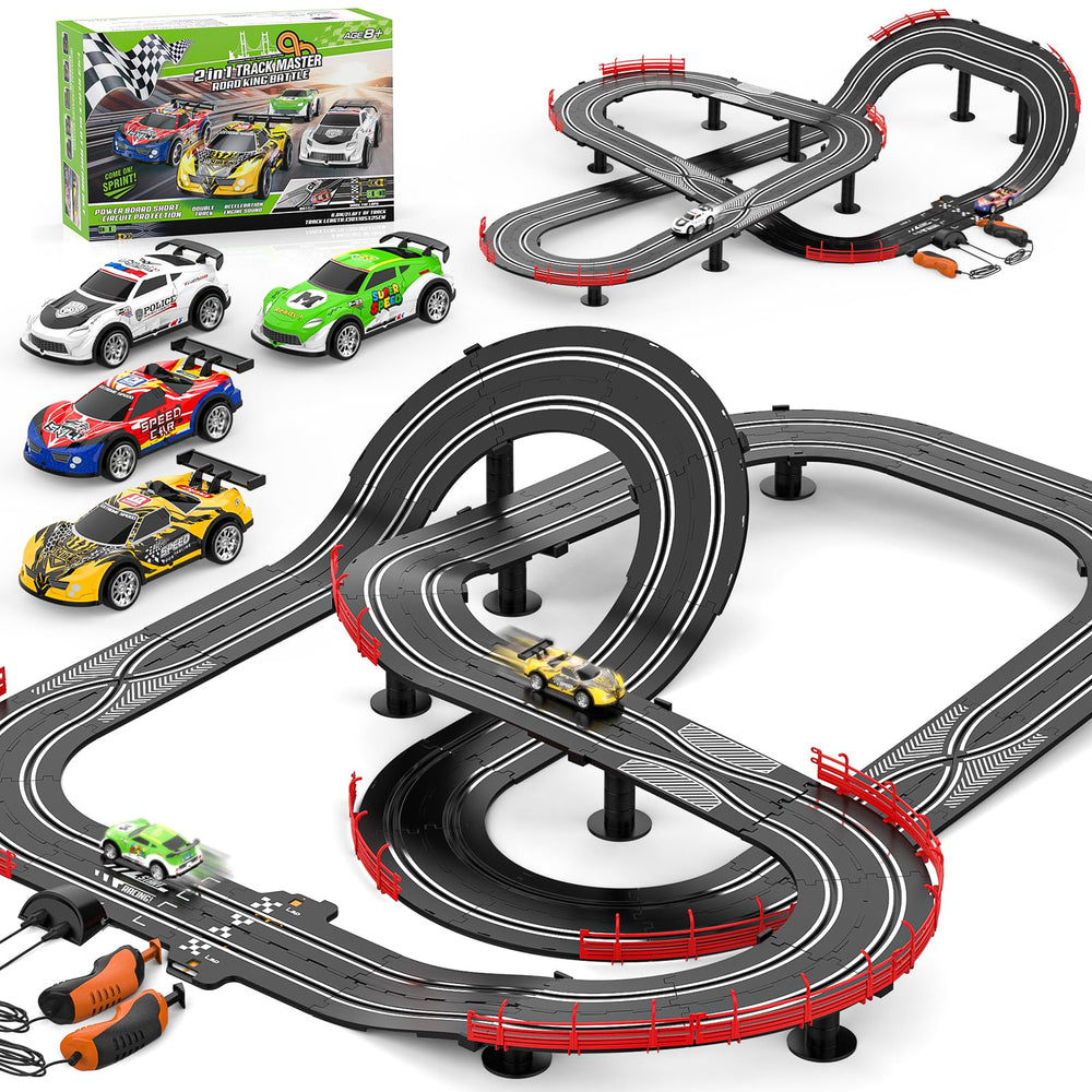 Fedonak 2-in-1 slot car track circular track for immersive racing action.