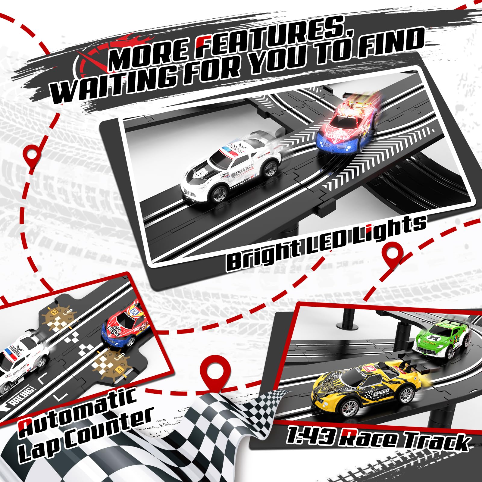 Fedonak 2-in-1 slot car track ramp sections for vertical thrills.
