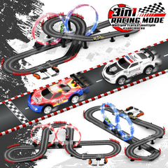 Fedonak four high speed slot cars with LED lights for dramatic nighttime racing