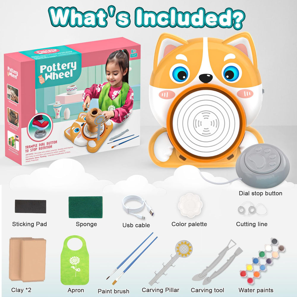 Fedonak Kids Pottery Wheel Kit air-dry clay pack for quick, mess-free projects