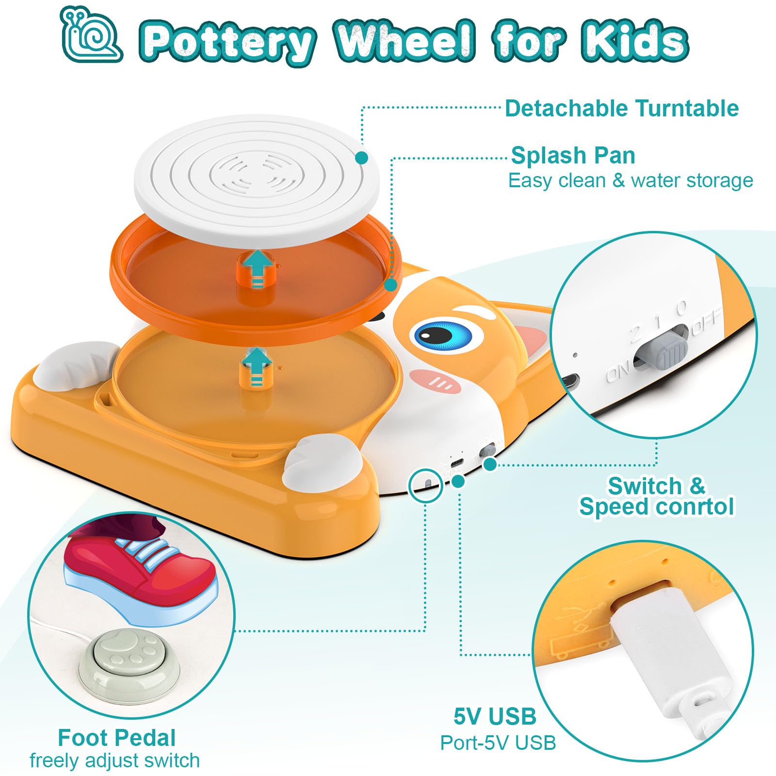 Fedonak Kids Pottery Wheel Kit twelve paint colors for vibrant finishes