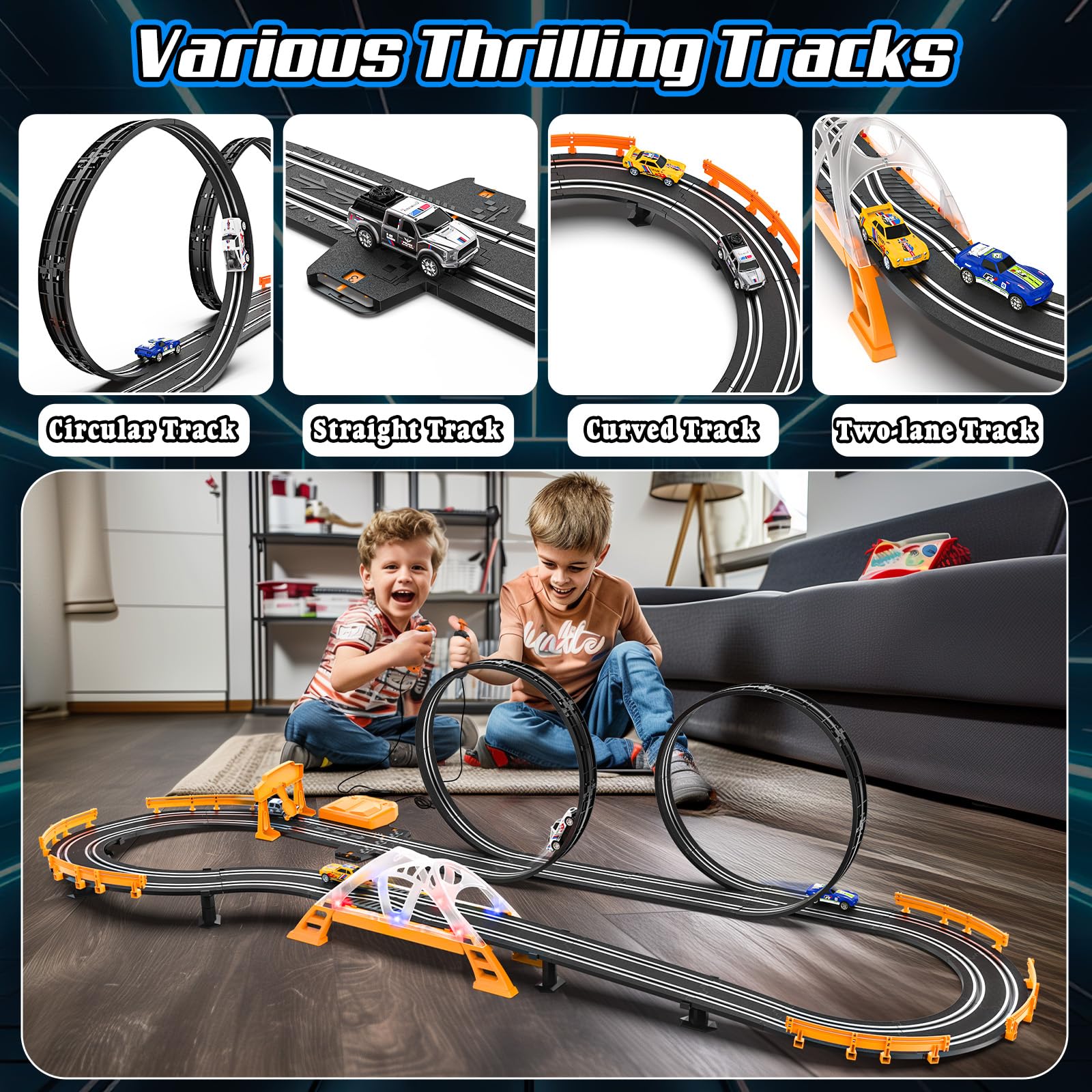 Fedonak slot car lap counter records real-time race progress.