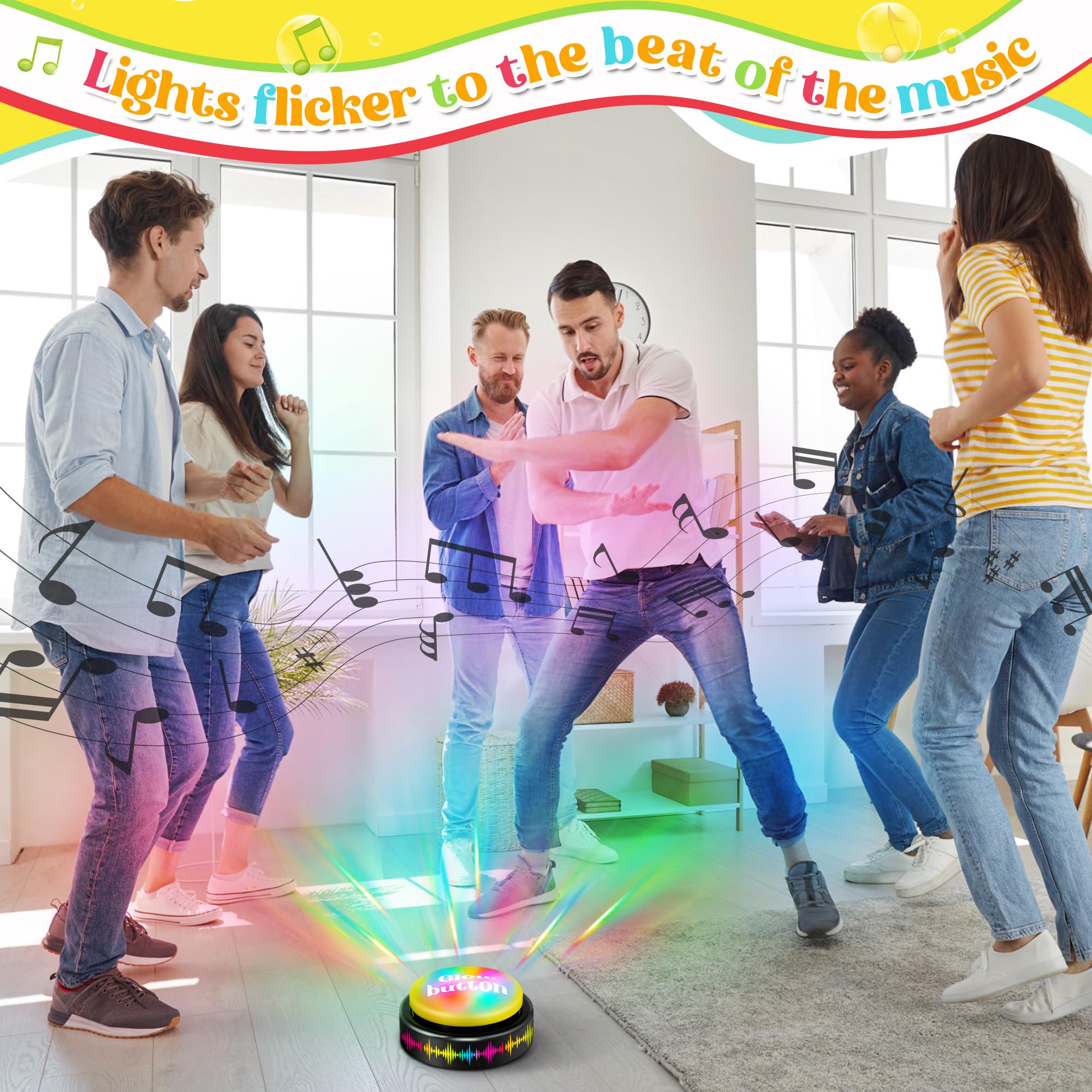 Feekoon Dance Party Button portable design fits pockets for spontaneous celebrations