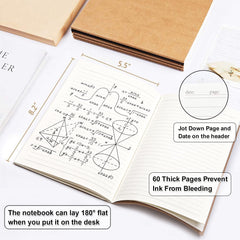 Feela A5 kraft notebook with 60 lined pages for organized notes