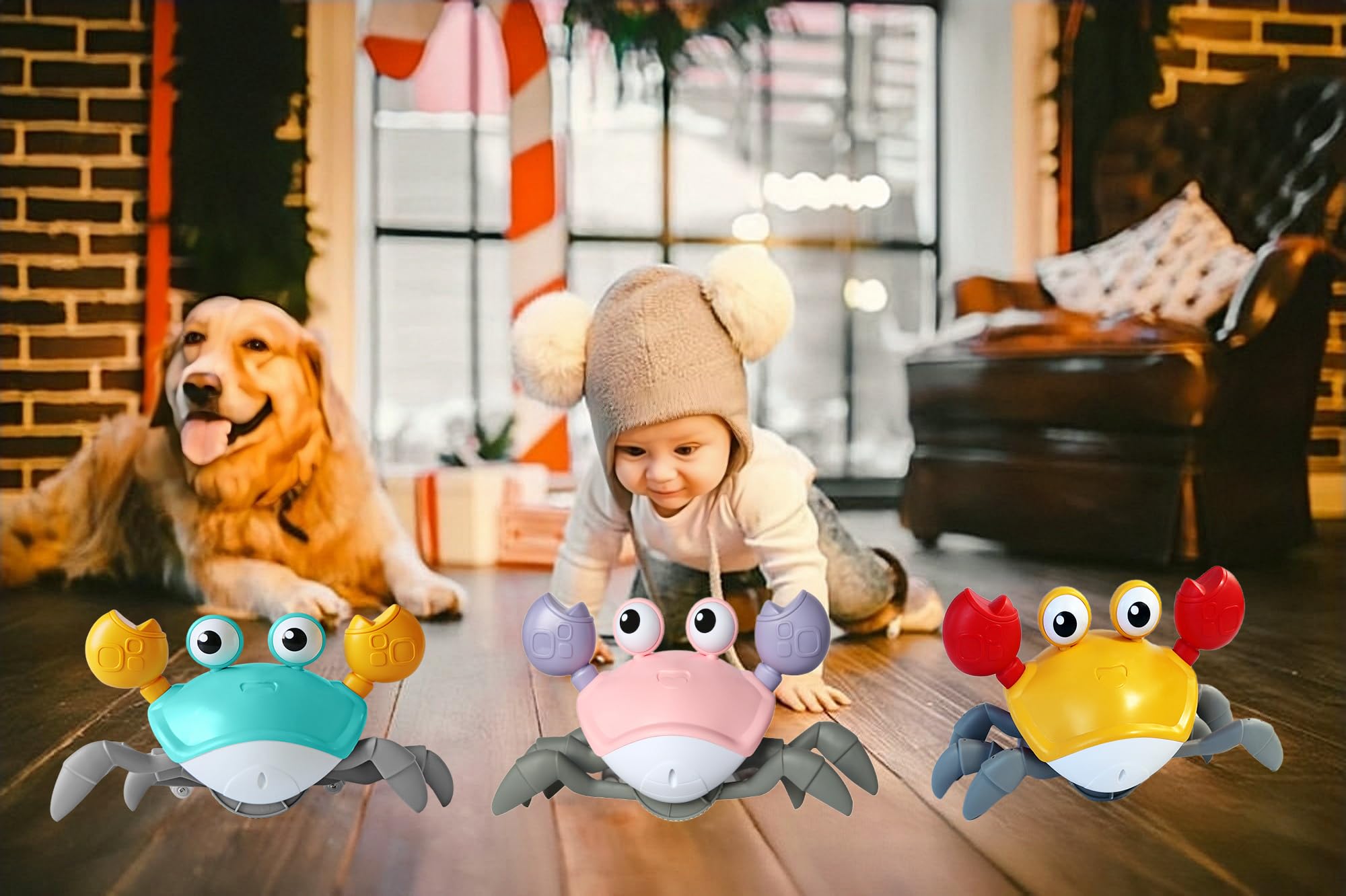 FEELGUY crab toy with obstacle sensors helps avoid collisions