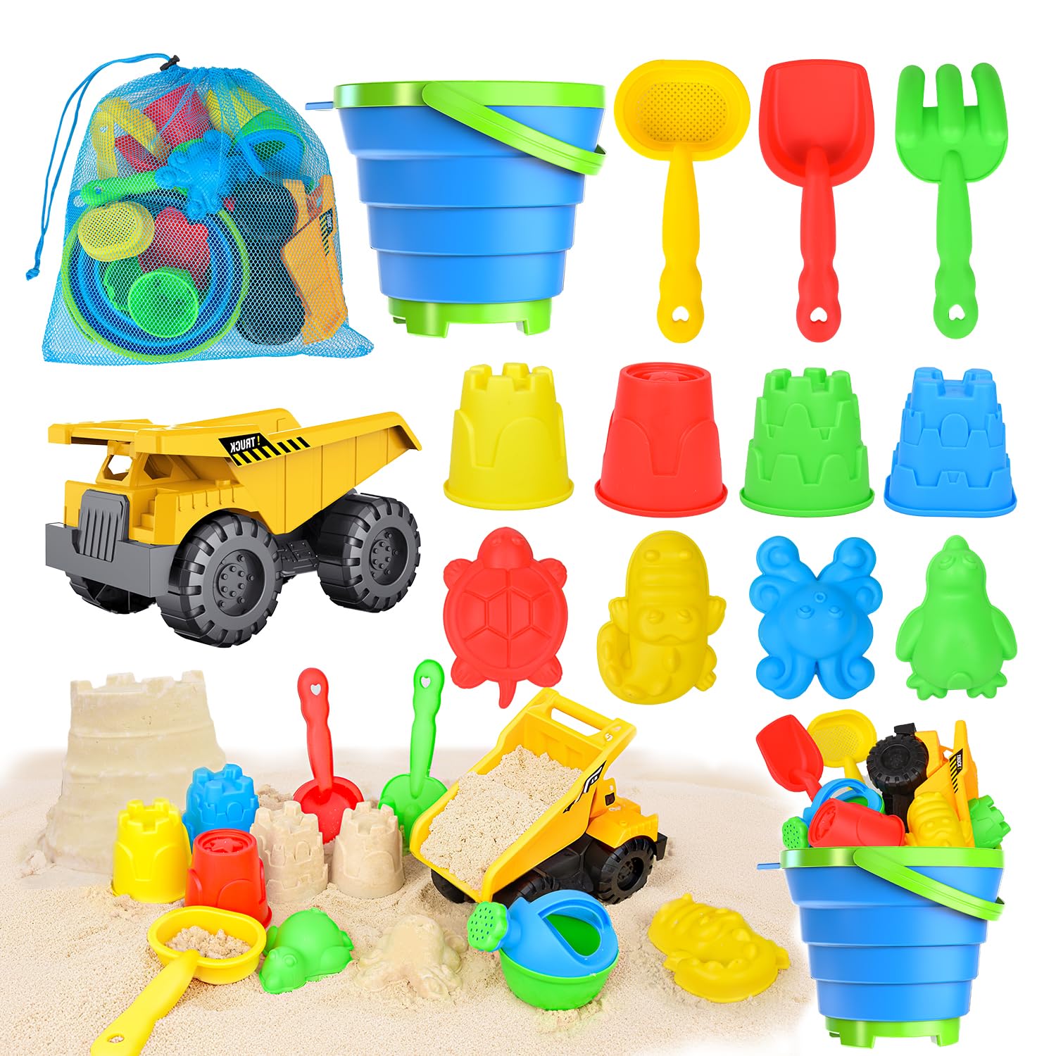 Fegalop Beach Toys 14pcs set for creative sand play at the shore