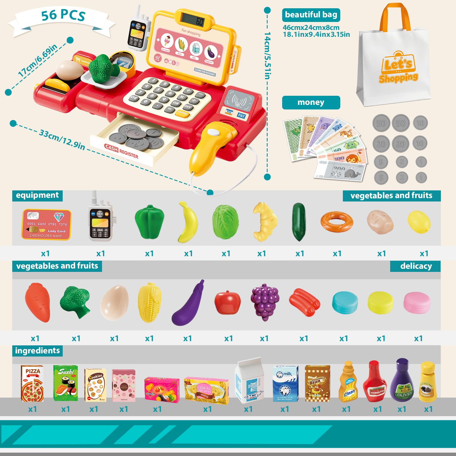 Fegalop pretend scanner accessory supports role-play and quick checkout practice