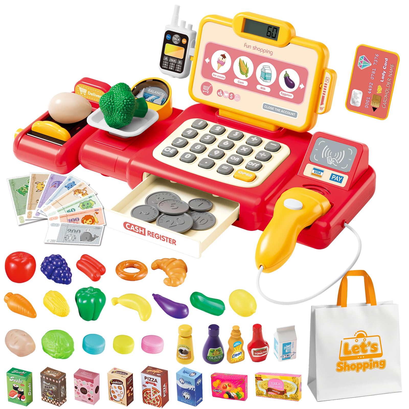 Fegalop cash register toy with real calculator for engaging arithmetic play