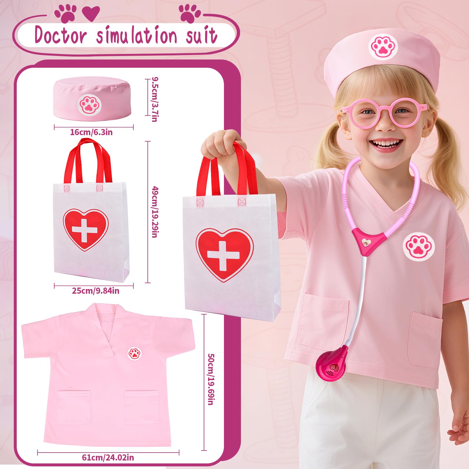 Fegalop stethoscope and accessories enable authentic pretend medical assessments.