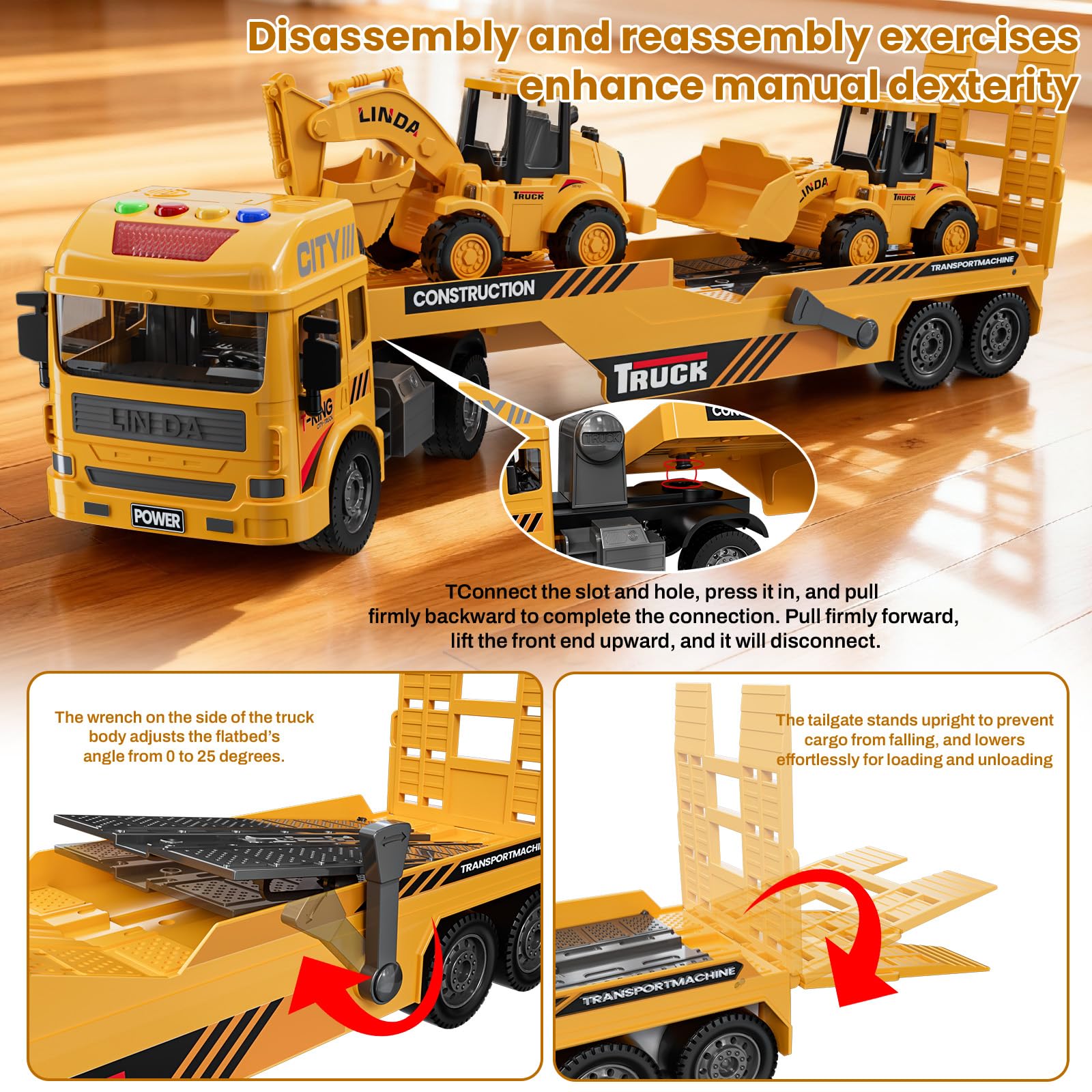FEIDAMA included excavator and bulldozer pieces with bendable joints