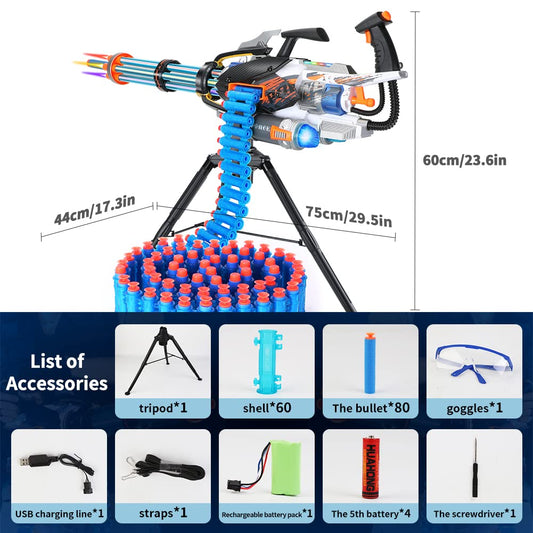 FEIDAMA Gatling Toy Gun blue dart-belt for extended blasting sessions.