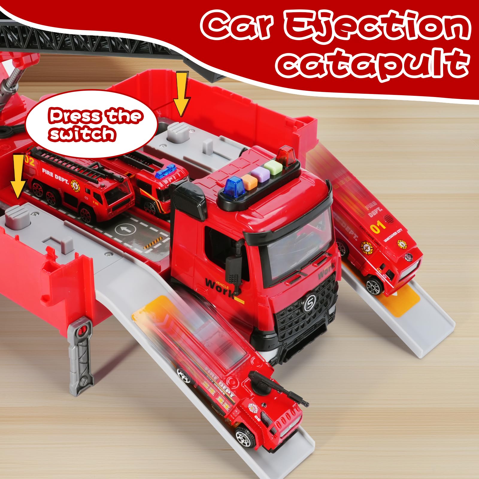 FEIDAMA extendable 180-degree ladder supports reach for high pretend rescues.