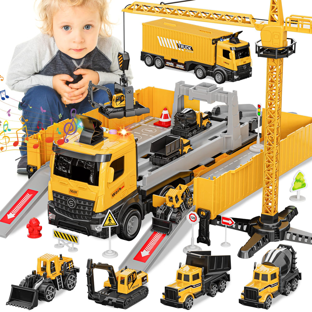 FEIDAMA truck crane playset boosts imaginative play and hand-eye coordination.