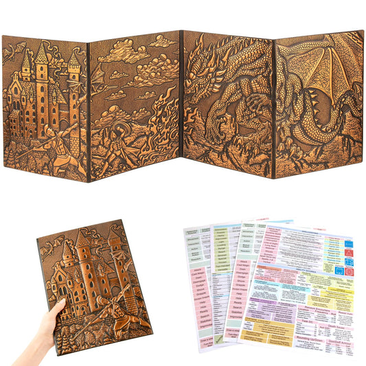 FEIDIAO DND screen with embossed dragon cover for immersive gameplay sessions