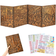 FEIDIAO DND screen with embossed dragon cover for immersive gameplay sessions