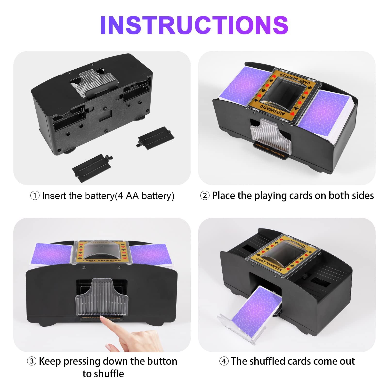 FEIERYA card shuffler battery compartment open, easy battery replacement.