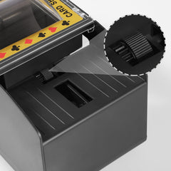 FEIERYA card shuffler on table, quick shuffles save time.