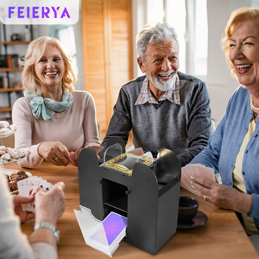 FEIERYA electric shuffler handling UNO and poker games effortlessly