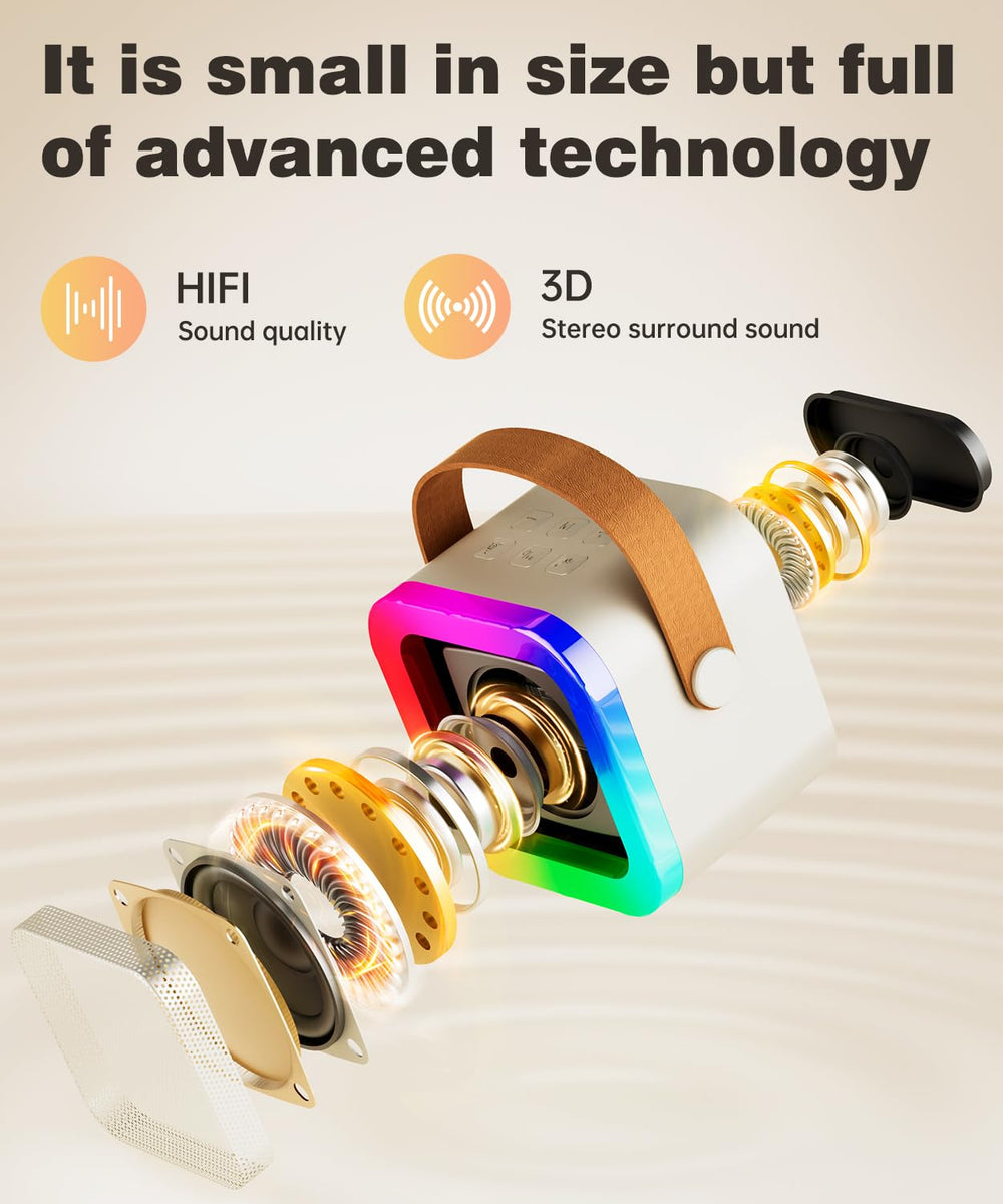 Feix g karaoke machine with six light effects and rhythm sync.