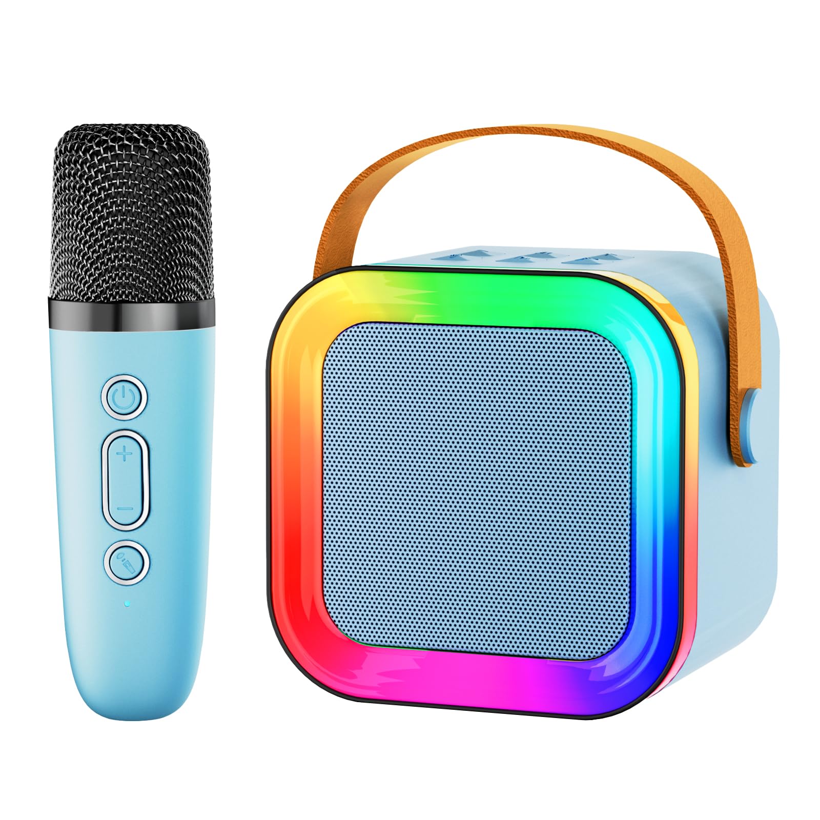 Feix g mini karaoke blue front view emphasizes compact home-friendly design.