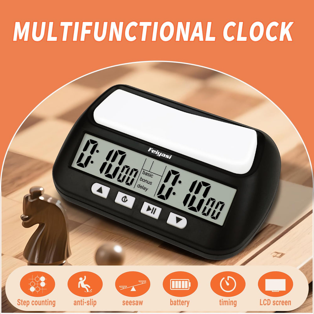 Feiyasi digital chess clock side view showing portability