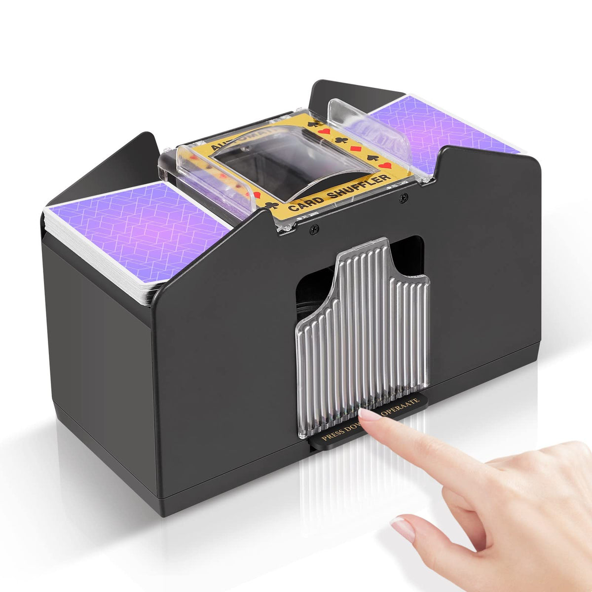 FEIERYA 4-deck shuffler top view for home game nights.