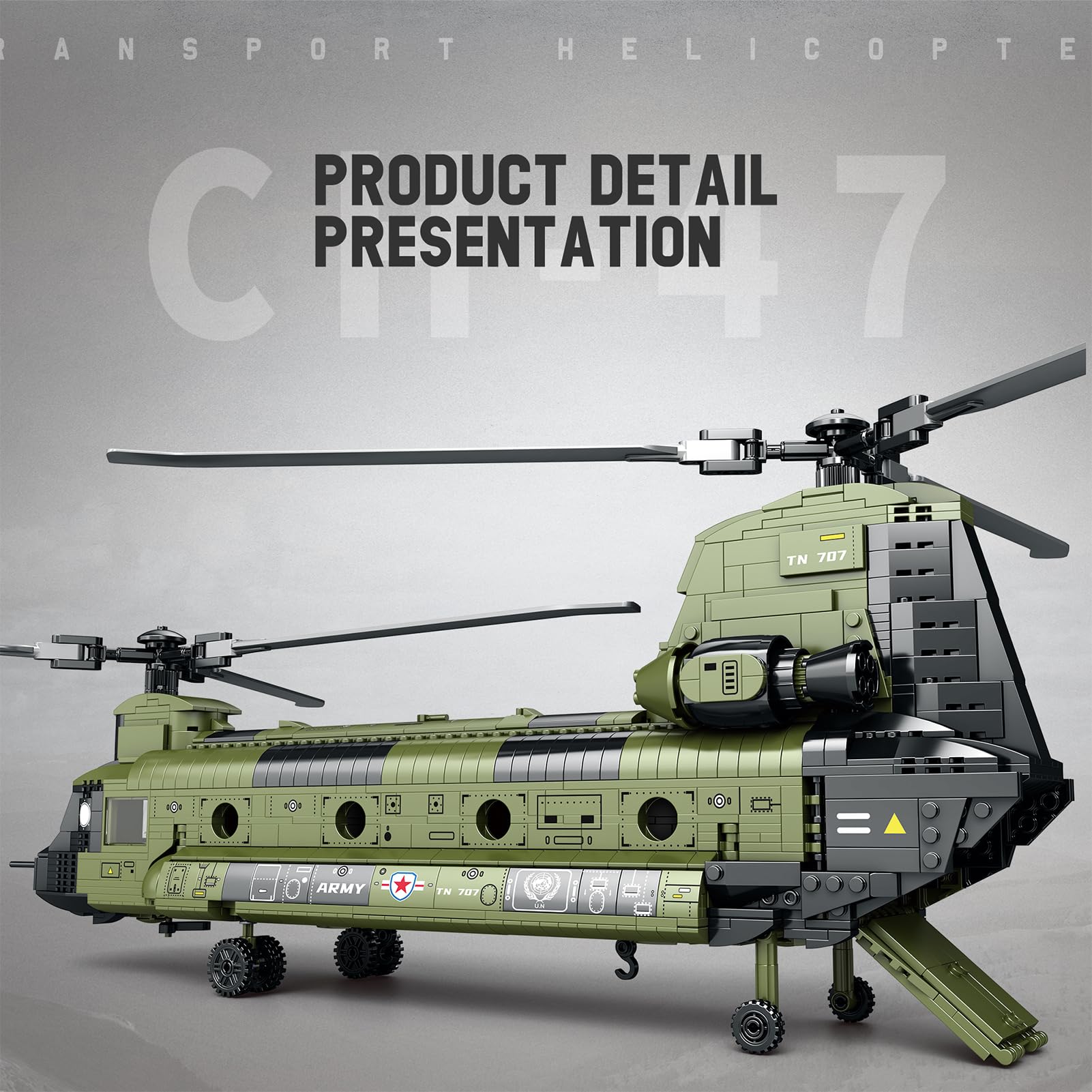 Feleph CH-47 Chinook educational toy supports STEM learning through building.