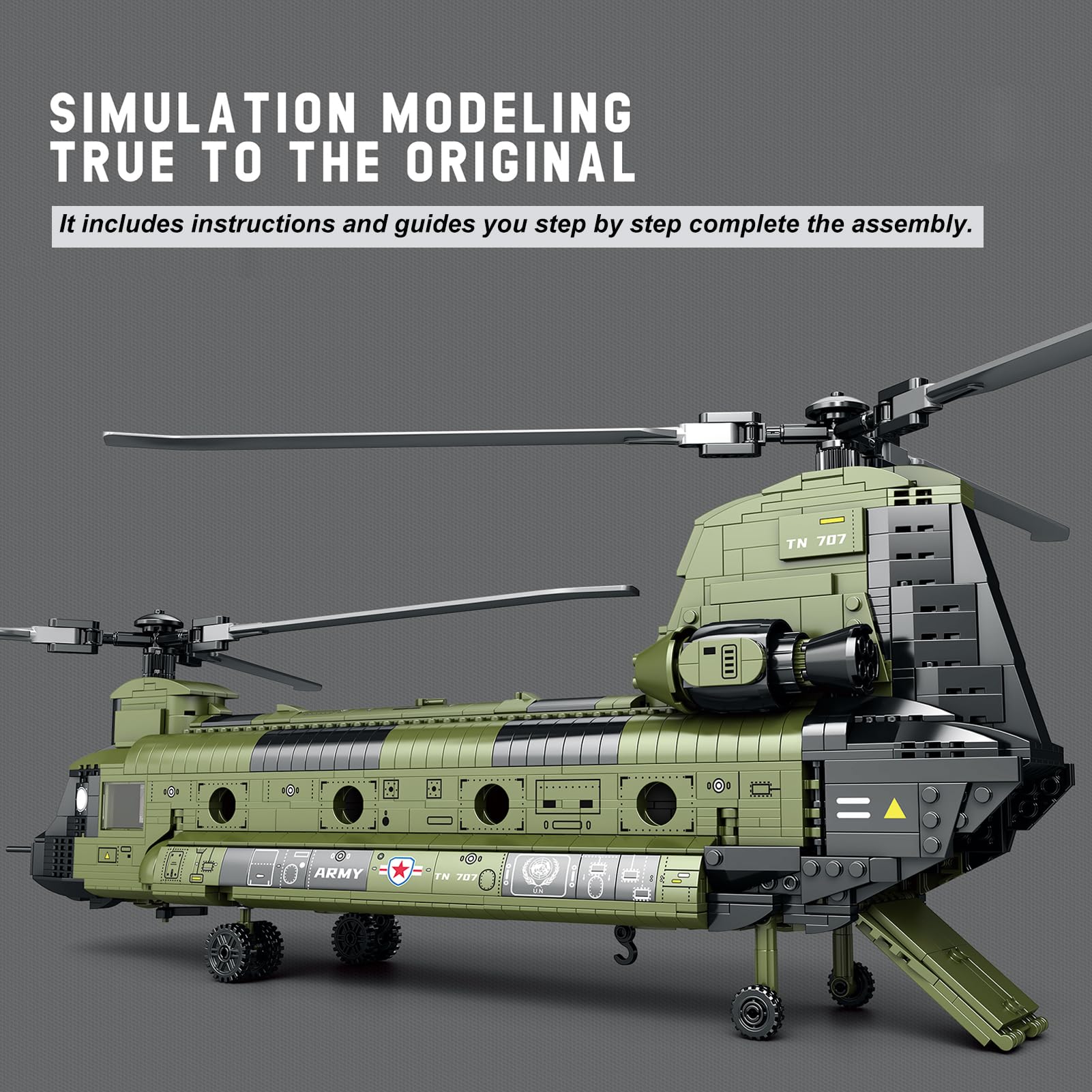 Feleph CH-47 Chinook landing gear in action-ready pose.