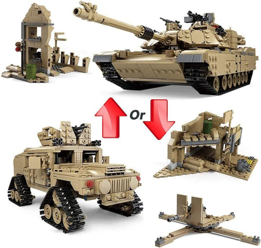 Feleph M1A2 Tank Set assembly area highlights organized parts for precise construction.