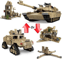 Feleph M1A2 Tank Set assembly area highlights organized parts for precise construction.